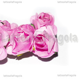 12 Rose Rosa in carta diametro 1cm