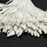 90 Pistilli artificiali bianchi iridescenti in cotone e gesso testa da 3mm