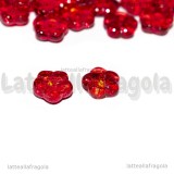 5 Fiori in vetro Rosso 8x8mm
