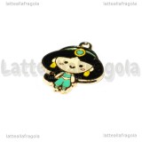 Ciondolo Jasmine de La Lampada di Aladino in metallo dorato smaltato 28x20mm