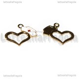 Charm Cuore con Cappello da Infermiere in metallo dorato smaltato 22x20mm