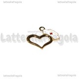 Charm Cuore con Cappello da Infermiere in metallo dorato smaltato 22x20mm