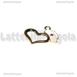 Charm Cuore con Cappello da Infermiere in metallo dorato smaltato 22x20mm