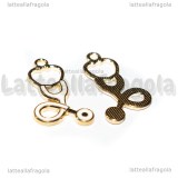 Charm Stetoscopio in metallo dorato smaltato 27x15mm