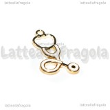 Charm Stetoscopio in metallo dorato smaltato 27x15mm