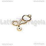 Charm Stetoscopio in metallo dorato smaltato 27x15mm