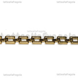 Bracciale Maglia rettangoli in Acciaio Inox Dorato 18cm