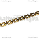 Bracciale Maglia rettangoli in Acciaio Inox Dorato 18cm