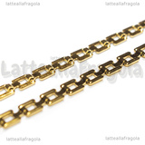 Bracciale Maglia rettangoli in Acciaio Inox Dorato 18cm