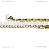 Bracciale Maglia rettangoli in Acciaio Inox Dorato 18cm