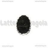 Base anello in Acciaio inox regolabile con base ovale merlettata 25x18mm