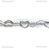 1 Metro Catena in Ottone maglia Cuori Silver Plated 4x6mm