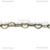 1 Metro Catena in Ottone maglia Cuori color Bronzo 4x6mm