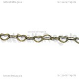 1 Metro Catena in Ottone maglia Cuori color Bronzo 4x6mm
