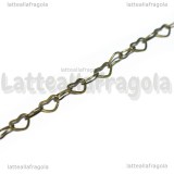 1 Metro Catena in Ottone maglia Cuori color Bronzo 4x6mm