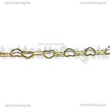 1 Metro Catena in Ottone maglia Cuori Gold Plated 4x6mm