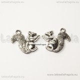 Ciondolo Scoiattolo double-face in metallo argento antico 21x20mm