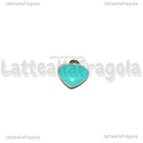 Charm Cuore in Acciaio Inox Dorato smaltato Azzurro 8x9mm