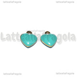 Charm Cuore in Acciaio Inox Dorato smaltato Azzurro 8x9mm