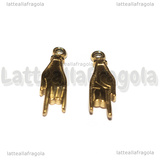 Ciondolo Mano con le Corna 3D in Acciaio Inox Dorato 21x7x3mm