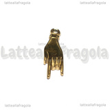 Ciondolo Mano con le Corna 3D in Acciaio Inox Dorato 21x7x3mm