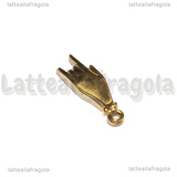 Ciondolo Mano con le Corna 3D in Acciaio Inox Dorato 21x7x3mm