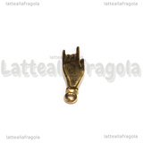 Ciondolo Mano con le Corna 3D in Acciaio Inox Dorato 21x7x3mm