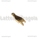 Ciondolo Mano con le Corna 3D in Acciaio Inox Dorato 21x7x3mm