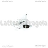 5 Coppie Perni base piatta 6mm con asola in ottone silver plated