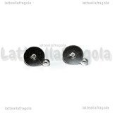 5 Coppie Perni base piatta 8mm con asola in ottone silver plated
