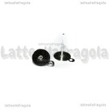 5 Coppie Perni base piatta 8mm con asola in ottone silver plated