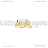 5 Coppie Perni base piatta 6mm con asola in ottone gold plated
