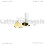 5 Coppie Perni base piatta 6mm con asola in ottone gold plated