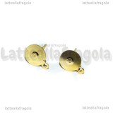 5 Coppie Perni base piatta 8mm con asola in ottone gold plated