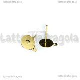 5 Coppie Perni base piatta 8mm con asola in ottone gold plated