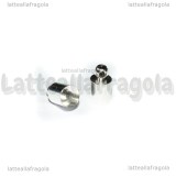 Coppia di Terminali in ottone silver plated 9x5mm 