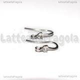Coppia Monachelle in Acciaio Inox Strass Cuore Cristal 17x13x3.5mm