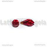 Goccia Lacrima di Vampiro in vetro sfaccettato rosso 13x6.5mm