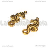Ciondolo Cavalluccio Marino 3D in Acciaio Inox Dorato 22.5x10x2.7mm