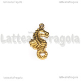 Ciondolo Cavalluccio Marino 3D in Acciaio Inox Dorato 22.5x10x2.7mm