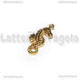 Ciondolo Cavalluccio Marino 3D in Acciaio Inox Dorato 22.5x10x2.7mm