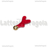 Ciondolo Rametto di Corallo 3D in Acciaio Dorato smaltato Rosso 18x9x3.5mm