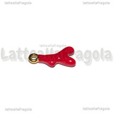 Ciondolo Rametto di Corallo 3D in Acciaio Dorato smaltato Rosso 18x9x3.5mm