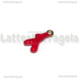 Ciondolo Rametto di Corallo 3D in Acciaio Dorato smaltato Rosso 18x9x3.5mm