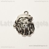 Ciondolo Babbo Natale in metallo argento antico 25x20mm