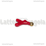 Ciondolo Rametto di Corallo 3D in Acciaio Dorato smaltato Rosso 18x9x3.5mm