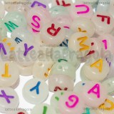 350 perle a gettone fluorescenti con lettere in acrilico 7x3.5mm