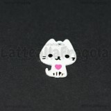 Charm Gatto con Cuore in metallo smaltato Bianco 20x13mm