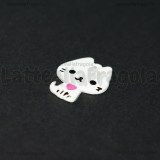 Charm Gatto con Cuore in metallo smaltato Bianco 20x13mm