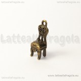 Charm 3D Sedia in metallo color Bronzo 21x8x6mm